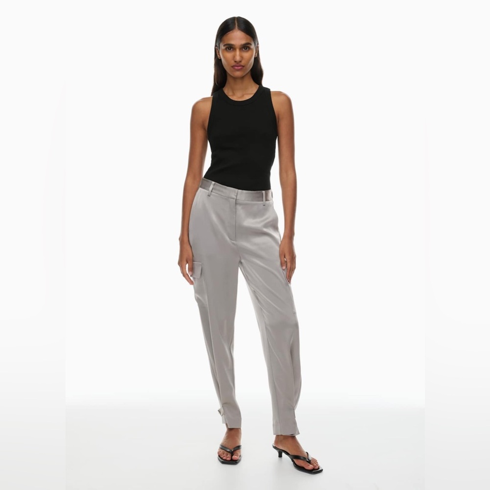 Aritzia Babaton Satin Cargo Pants Taupe Size 2